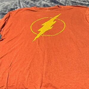 Men's Orange Tee with Yellow Lightning Graphic